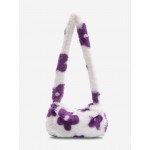 Floral Fluffy Faux Fur Crossbody Bag