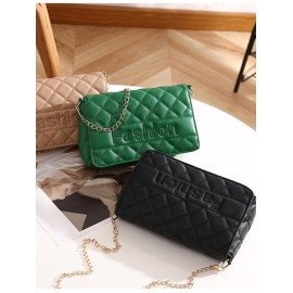 Letter Quilted Chain Crossbody Bag