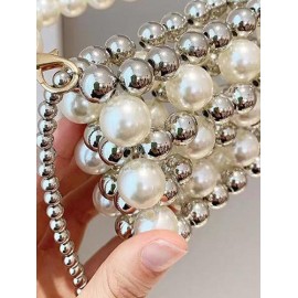 Handmade Faux Pearl Beading Mini Crossbody Bag