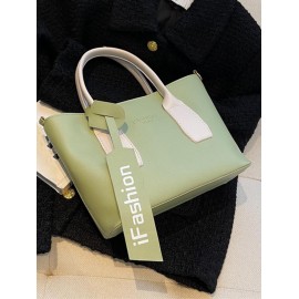 Letter Print Colorblock Handle Crossbody Bag