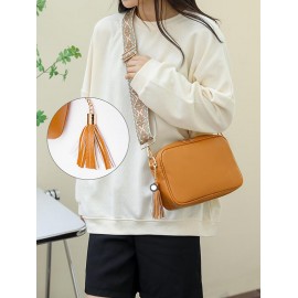 Tassels Decor Zipper Crossbody Bag