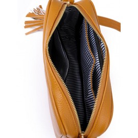 Tassels Decor Zipper Crossbody Bag