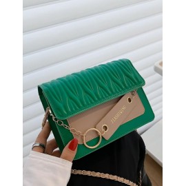 Flap Chain Pleated Square Crossbody Bag