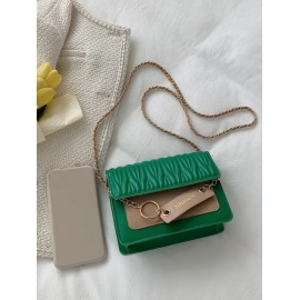 Flap Chain Pleated Square Crossbody Bag