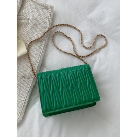 Flap Chain Pleated Square Crossbody Bag