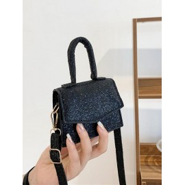 Glitter Solid PU Mini Crossbody Bag