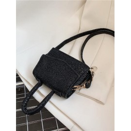 Glitter Solid PU Mini Crossbody Bag