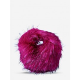 Women's Y2K Aesthetic Punk Style Colorblock Fluffy Faux Raccoon Fur Club Chain Hobo Tote Bag