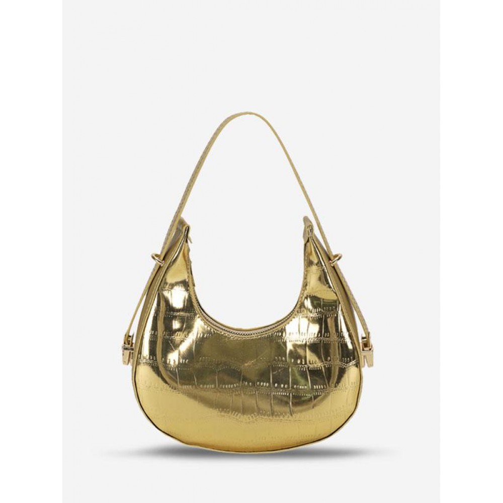 Stone Pattern Metallic Color Hobo Tote Bag