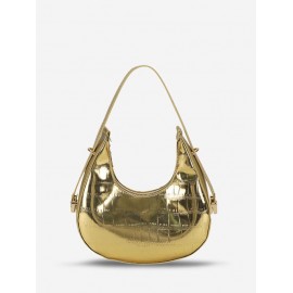 Stone Pattern Metallic Color Hobo Tote Bag