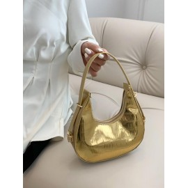 Stone Pattern Metallic Color Hobo Tote Bag