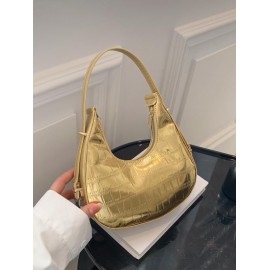 Stone Pattern Metallic Color Hobo Tote Bag