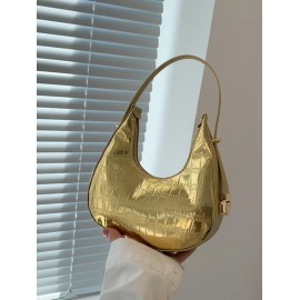 Stone Pattern Metallic Color Hobo Tote Bag