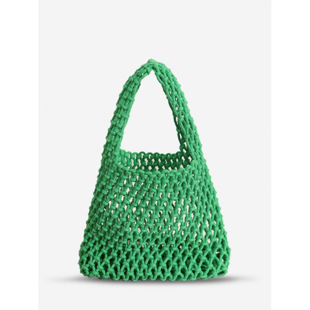 Candy Color Fishnet Crochet Beach Tote Bag