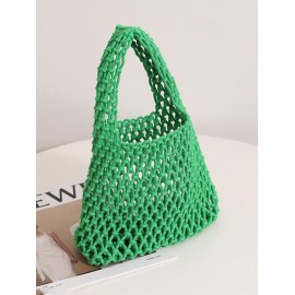 Candy Color Fishnet Crochet Beach Tote Bag