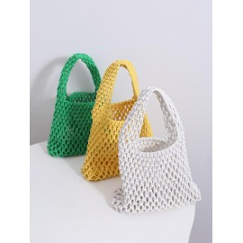 Candy Color Fishnet Crochet Beach Tote Bag