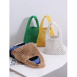 Candy Color Fishnet Crochet Beach Tote Bag