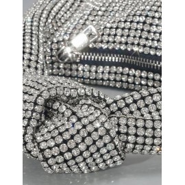 Slouchy Rhinestone Fringed Knot Evening Party Bag