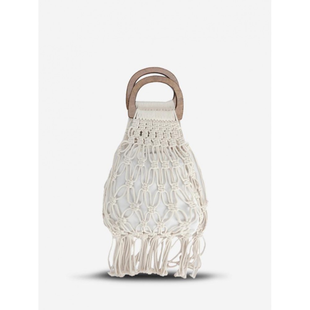 2 In 1 Dual Handle Fringe Crochet Bag