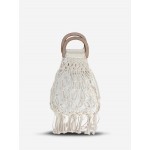 2 In 1 Dual Handle Fringe Crochet Bag