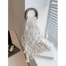 2 In 1 Dual Handle Fringe Crochet Bag