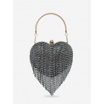 Heart Shape Rhinestones Fringed Clutches Evening Party Bag