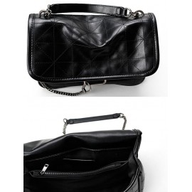 Women's Fashion Topstitching Design Metal Chain Decor Flap Shoulder Bag