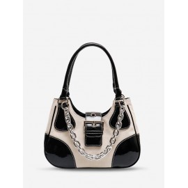 Chain Embellished Buckle Shoulder Bag