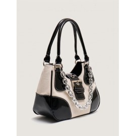 Chain Embellished Buckle Shoulder Bag