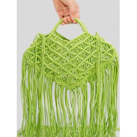 Hollow Out Handmade Braided Tassel Design Beach Tote Bag