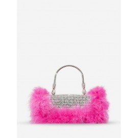 Women's Party Evening Sparkly Rhinestone Feather Handbag