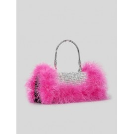 Women's Party Evening Sparkly Rhinestone Feather Handbag