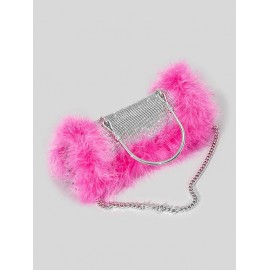 Women's Party Evening Sparkly Rhinestone Feather Handbag