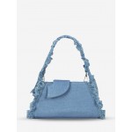 Denim Frayed Shoulder Bag