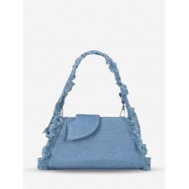 Denim Frayed Shoulder Bag